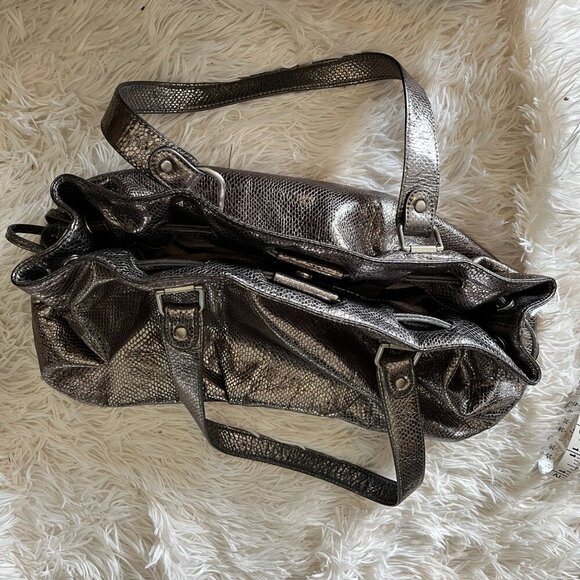 MICHAEL Michael Kors Metallic Satchel | Pewter | Pre-Owned - Picture 13 of 15